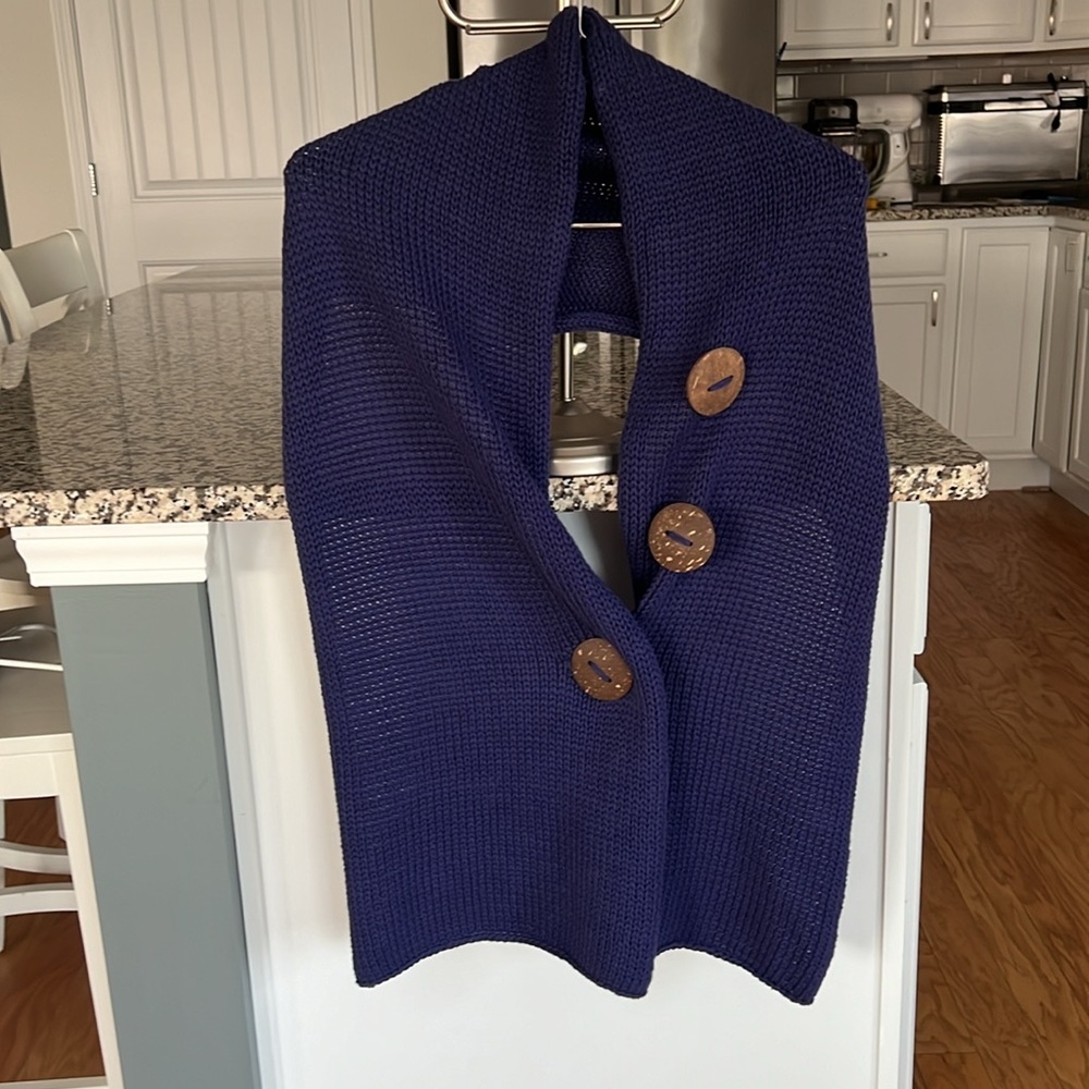 Pure HANDKNIT Womens 3 Button Scarf Cotton Gray 57" X 15" - Picture 4 of 5